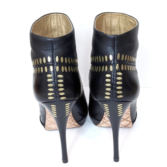 L.a.m.b. Jaycee Black Leather Studded Stiletto Ankle Boots 8.5 - Picture 5 of 10